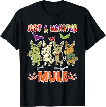 A Monster Halloween Group Mules Cosplay Zombies Mummies T-Shirt