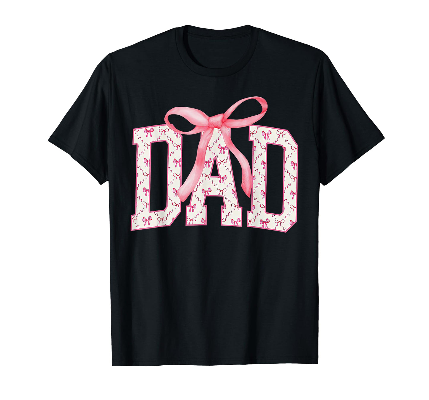 Retro Pink Coquette Bow Dad Funny Father Daddy Fathers Day T-Shirt