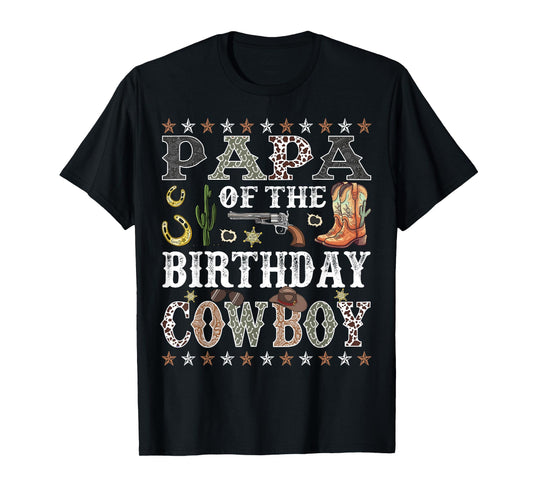 Papa Of The Birthday Cowboy Rodeo Papa T-Shirt