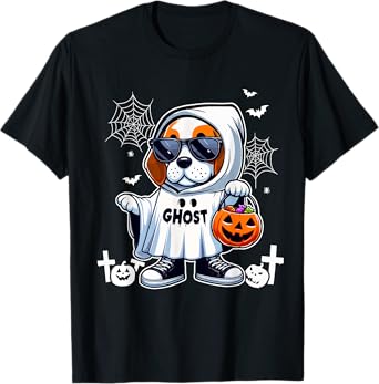Ghost Halloween Beagle Sunglasses Cosplay Boo Ghost Lover T-Shirt