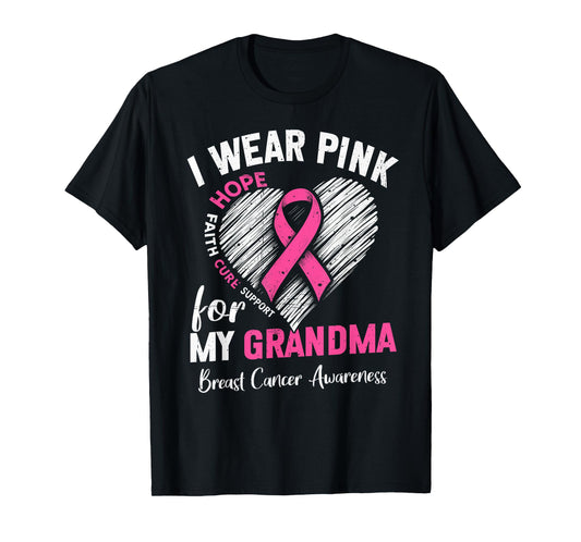 I Wear Pink for My Grandma Heart Breast Cancer Awareness T-Shirt