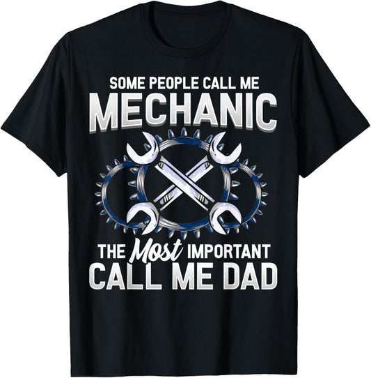 Men's Mechanic Dad Novelty T-Shirt - Black, Small