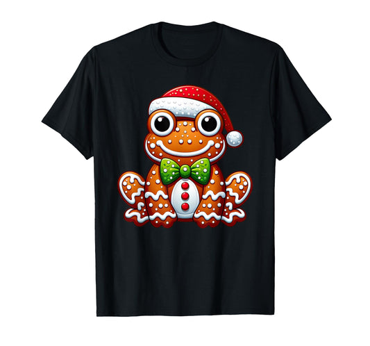 Funny Gingerbread Man Frog Christmas Womens Mens Kids T-Shirt