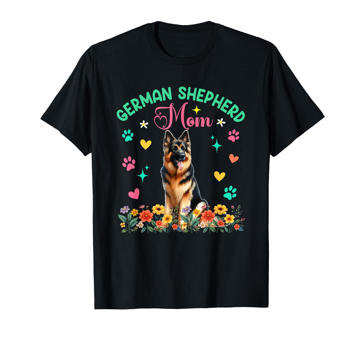 German Shepherd Mom Mother's Day Floral Cute Dog Owner Group T-Shirt