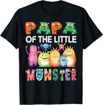 Papa Of The Little Monster Kids 1St Birthday Party T-Shirt
