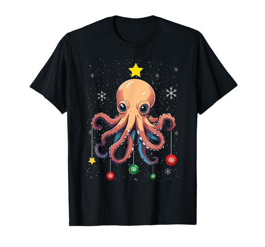 Octopus Christmas Tree Christmas Pajama Cute Animal X-Mas T-Shirt