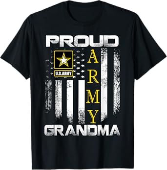 Vintage Proud Army Grandma With American Flag Gift T-Shirt