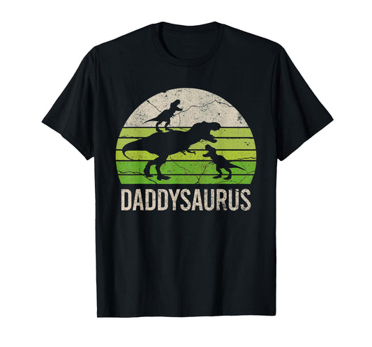 Daddy Dinosaur Funny Dad Daddysaurus 2 Two kids 2020 Gift T-Shirt