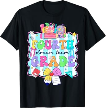 4th Grade For Boys Girls Teacher Fourth Grade Back to School T-Shirt