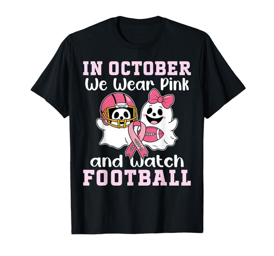 Football Breast Cancer Halloween in October we wear Pink Men T-Shirt