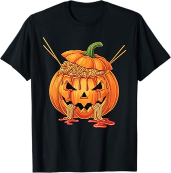 Creepy Spaghetti Pumpkin Horror Art Halloween Costume T-Shirt