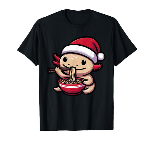 Santa Axolotl Eating Ramen Pajama Christmas Toddler Kids T-Shirt