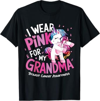 Breast Cancer Awareness Wear Pink Grandma Kids Baby Toddler T-Shirt