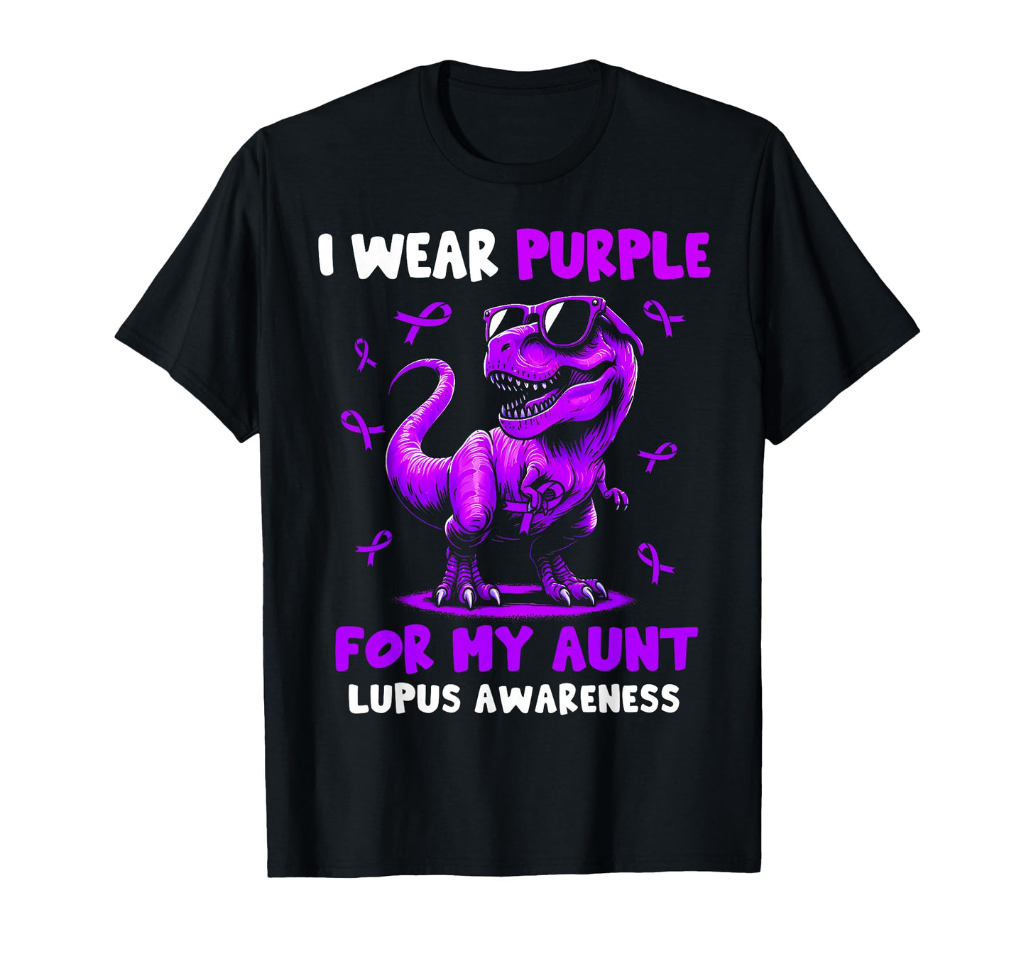 I Wear Purple For My Aunt Lupus Awareness Dinosaur Boys T-Shirt