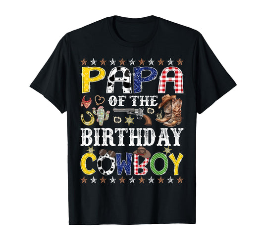 Papa Of The Birthday Cowboy Western Rodeo Papa T-Shirt