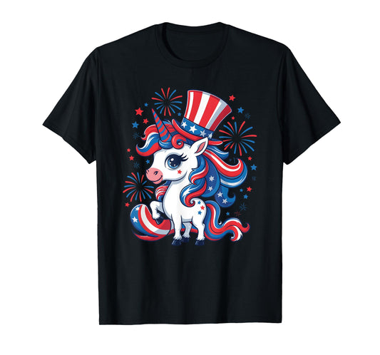 American Americorn Unicorn Patriotic 4th Of July Girls Kids T-Shirt