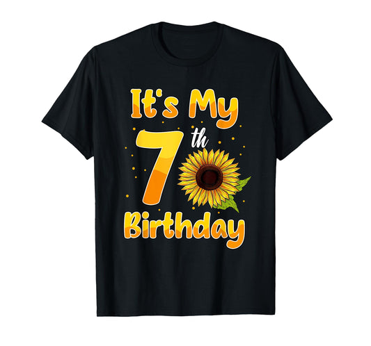 It's My 7th Birthday Sunflower Theme Party 7 Year Old T-Shirt