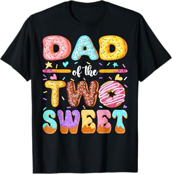 Dad Of The Two Sweet 2Nd Birthday Girl Donut T-Shirt