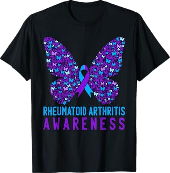 Butterfly Rheumatoid Arthritis Awareness RA Ribbon Support T-Shirt