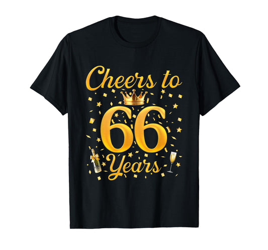 Cheers To 66 Year Old Birthday Queen Champagne 66th Birthday T-Shirt