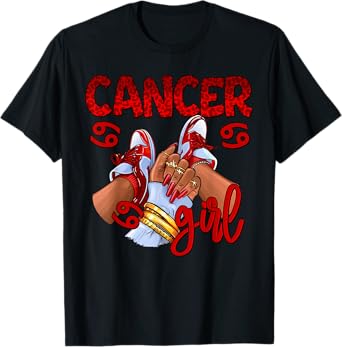 Cancer Girl Birthday Women Sneakers Zodiac Sign Bday T-Shirt