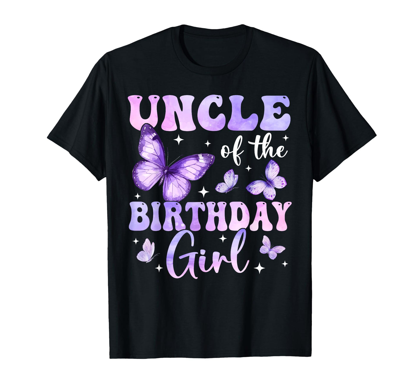 Uncle of The Birthday Girl Butterfly Family Matching T-Shirt
