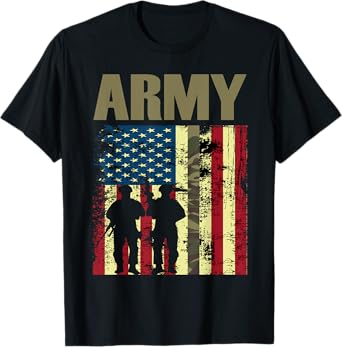 American Flag Camo Us Army 4th of July Usa Military Merica T-Shirt for Women Girls Kids Men