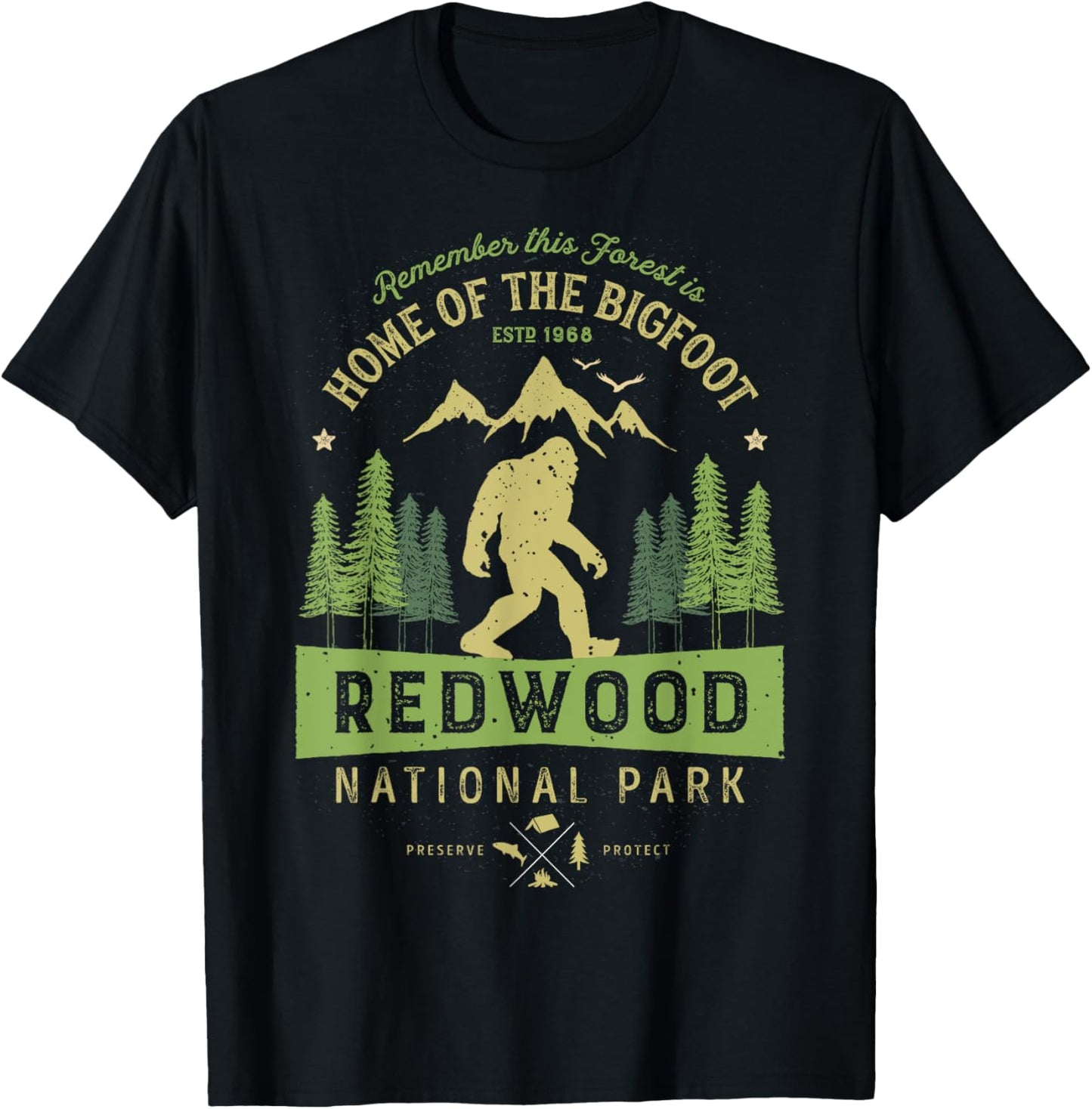 Redwood National Park T Shirt Vintage California Bigfoot Tee T-Shirt