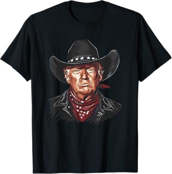 Funny Cowboy Western Donald Trump US Flag 2024 Election T-Shirt