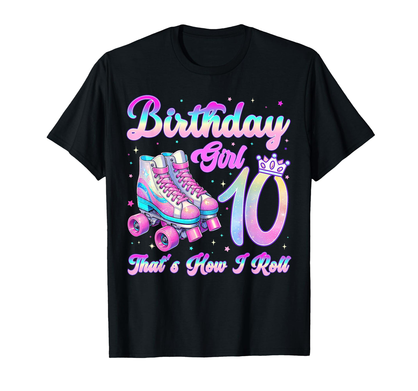 Kids Rolling Into 10 Roller Skating 10th Birthday Girl Party T-Shirt