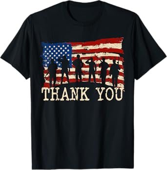 American Flag Thank you Veterans Proud Veteran T-Shirt for Women Kids Men