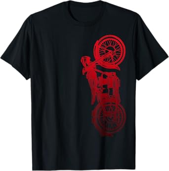 Classic Biker Vintage Retro Black Motorcycle Red T-Shirt