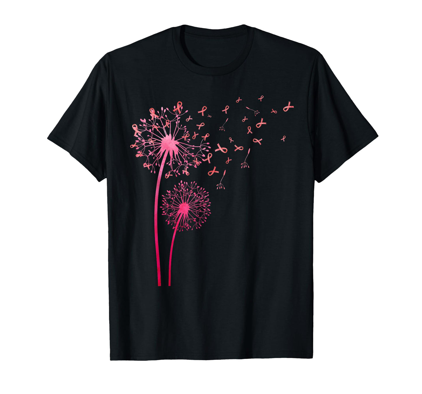 Pink Dandelion Breast Cancer Awareness Ribbon Support Squad T-Shirt