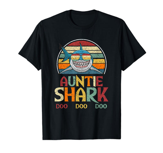 Retro Vintage Auntie Shark Aunt Gift T-Shirt