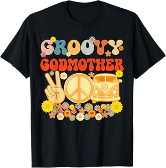 Groovy Godmother Retro Matching Family Baby Shower Mother's T-Shirt