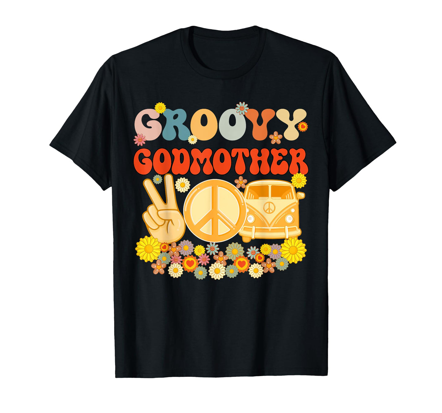 Groovy Godmother Retro Matching Family Baby Shower Mother's T-Shirt