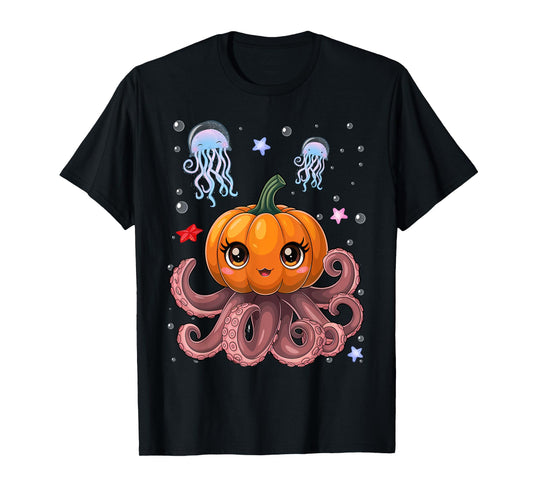 Vintage Octopus Pumpkin Lazy Halloween Party Costume Kids T-Shirt