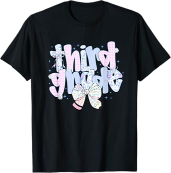 Cute Floral Preppy Third Grade Back To School Teacher Girl T-Shirt