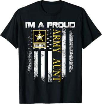 Vintage I'm A Proud Army Aunt With American Flag Gift T-Shirt