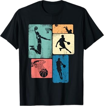 Vintage Basketball Men Boy Kids Player Coach Funny Birthday T-Shirt