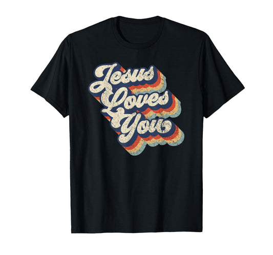 Jesus Loves You Retro Vintage Style Graphic Design Womens T-Shirt