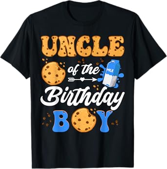Uncle Of The Birthday Boy Milk And Cookies 1St Birthday T-Shirt