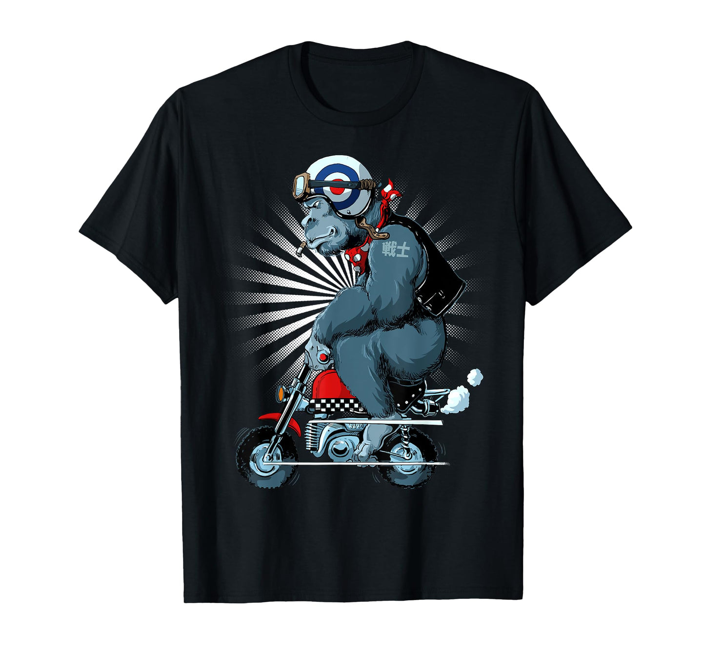 Monkey Bike Gorilla Cartoon Motorbike Design T-Shirt