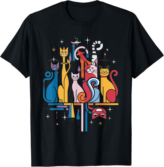 Retro 50s 60s Style Vintage Mid Century Modern Cats Kittens T-Shirt