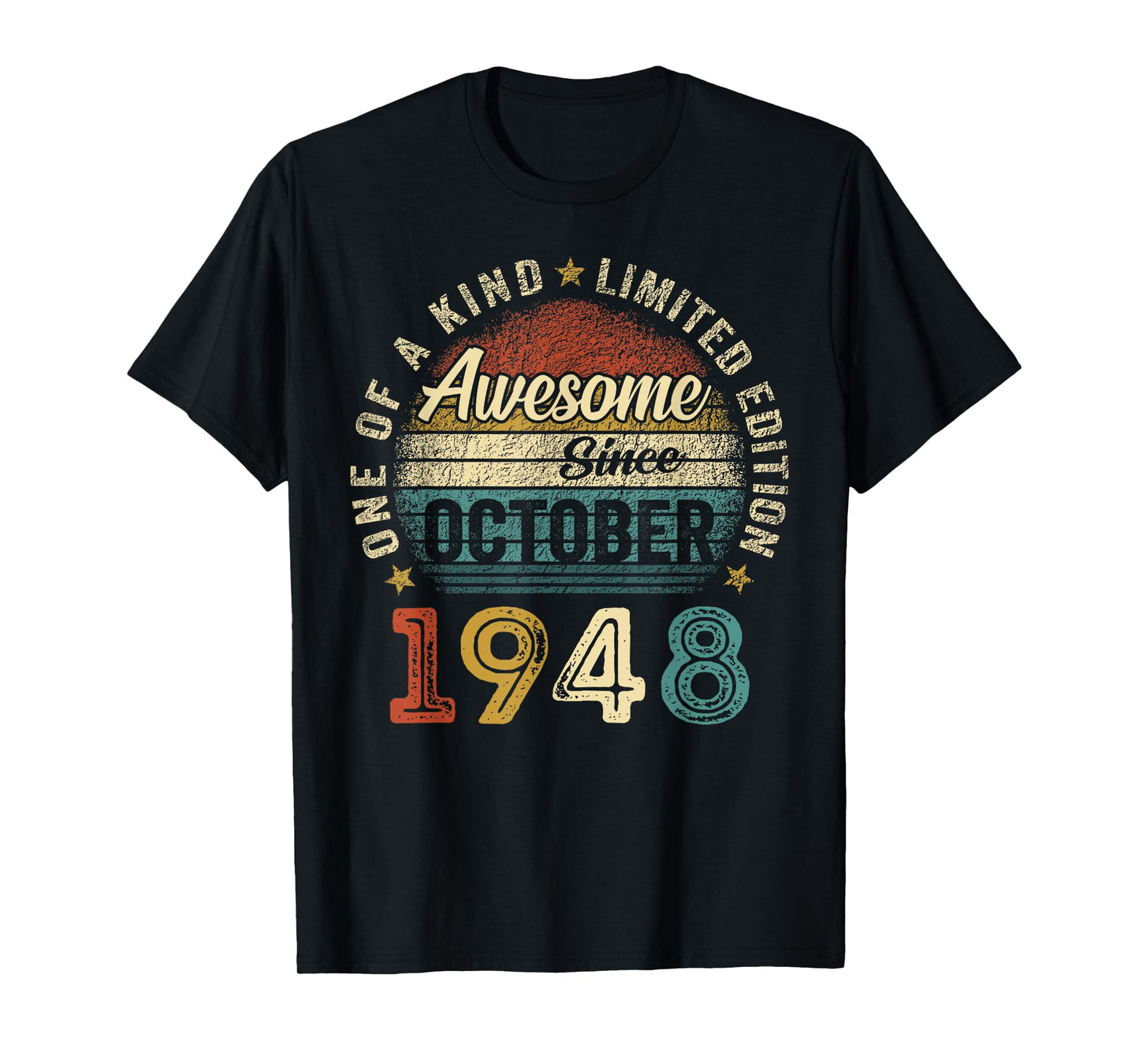 Awesome Since October 1948 Vintage Men Women 77th Birthday T-Shirt