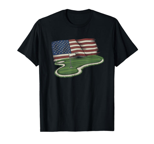 American Flag Golf Tshirt Men Women Golf Club Golfer Golfing T-Shirt