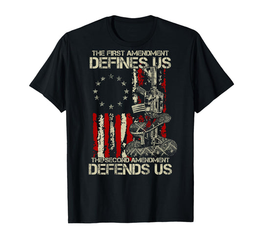 The First Amendment defines us American Flag (On Back) T-Shirt