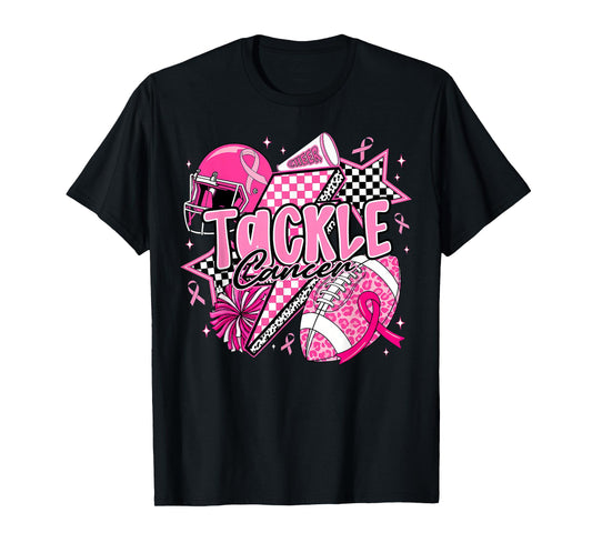 Tackle Breast Cancer Awareness American Football Pink Ribbon T-Shirt