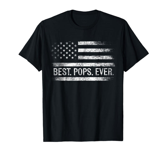 Best Pops Ever American Flag Gifts Pops Father's Day T-Shirt