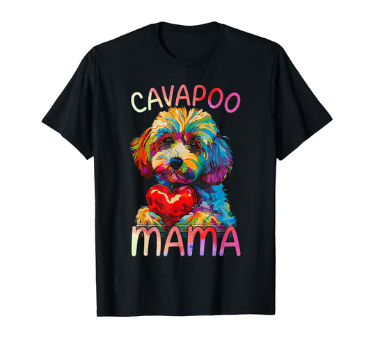 Cavapoo Lover Mama Heart Pop Art Womens Cavapoo Mom T-Shirt